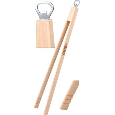 7. SZCZYPCE DREWNIANE DO GRILLA 48CM Z OTWIERACZEM