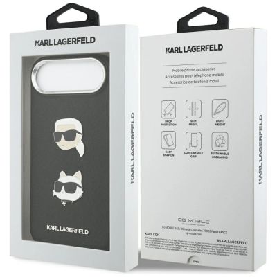 8. Etui Karl Lagerfeld FW Grained Karl & Choupette Heads Pins & Logo na iPhone Air - czarne