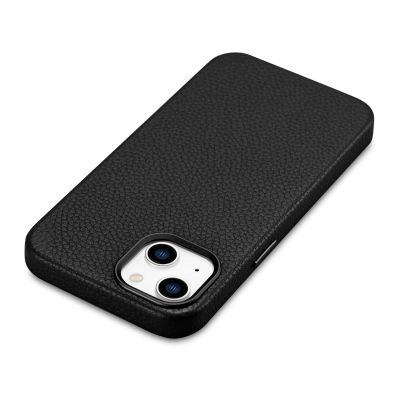 11. iCarer Litchi Premium Leather Case skórzane etui iPhone 14 magnetyczne z MagSafe czarny (WMI14220709-BK)