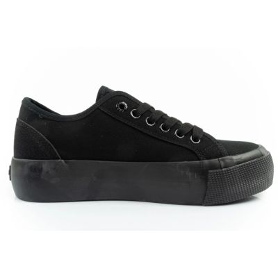 4. Lee Cooper buty sportowe damskie trampki z tkaniny platforma czarne