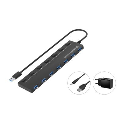 Conceptronic HUBBIES19BP huby i koncentratory USB 3.2 Gen 1 (3.1 Gen 1) Type-A 5000 Mbit/s Czarny