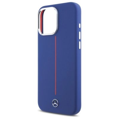 6. Etui Mercedes Silicone Red Stripe MagSafe na iPhone 16 Pro Max - granatowe