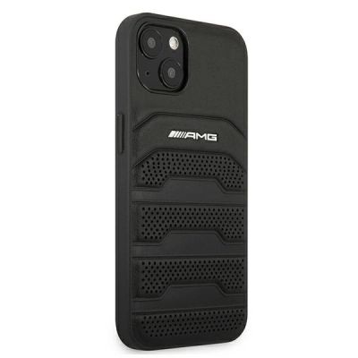 4. Etui AMG Leather Debossed Lines na iPhone 13 mini - czarne