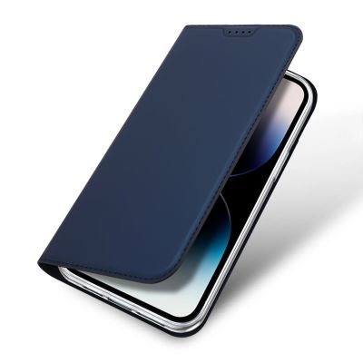 4. Etui do iPhone 15 Pro pokrowiec z klapką i portfelem Dux Ducis Skin Pro - niebieski