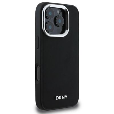 4. Etui DKNY Plain Silver Logo MagSafe na iPhone 16 Pro - czarne