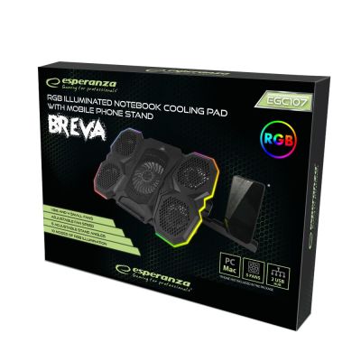 16. ESPERANZA PODSTAWKA CHŁODZĄCA GAMING Z PODSTAWKĄ NA TELEFON LED RGB BREVA EGC107