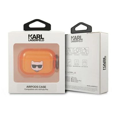3. Etui Karl Lagerfeld Choupette Head na AirPods Pro cover - pomarańczowe