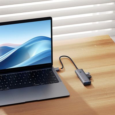 9. Hub USB-A Baseus UltraJoy Series 4xUSB-A 3.0 1xUSB-C 5V - szary