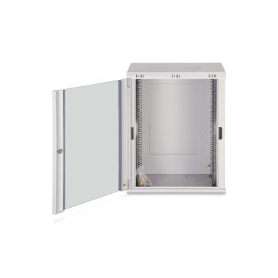 16. Digitus Szafa sieciowa wisząca DYNAmic 19" 16U rack 600x450, drzwi szyba, szary, niedzielona, złożona, 60kg