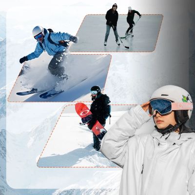 4. Kask narciarski Qunature 10130003005 z nausznikami snowboard Panda dla dzieci 54-58 cm - biały