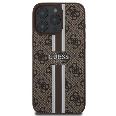 3. Etui Guess 4G Printed Stripes MagSafe na iPhone 16 Pro Max - brązowe