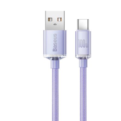 2. Baseus Crystal Shine Series kabel przewód USB do szybkiego ładowania i transferu danych USB Typ A - USB Typ C 100W 1,2m fioletowy (CAJY000405)