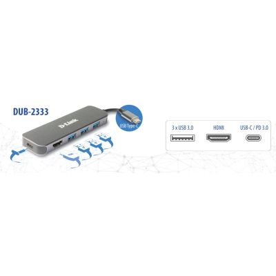 3. 5-IN-1 USB-C HUB W HDMI/1XHDMI 3XUSB3.0 1XUSB-C PORT
