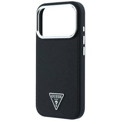 6. Etui Guess Grained Triangle Logo MagSafe na iPhone 17 Pro / 18 Pro - czarne