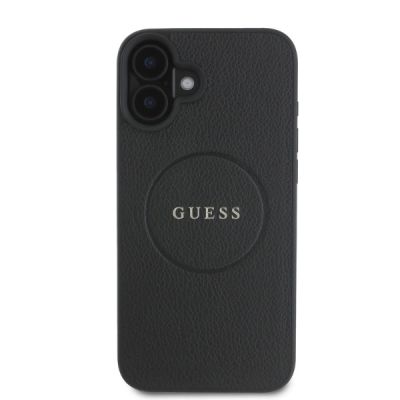 2. Etui Guess Grained Gold Ring MagSafe na iPhone 16 - czarne