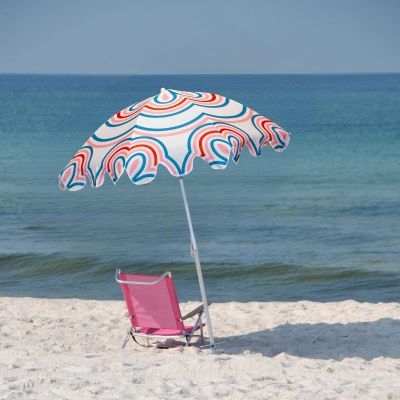 5. PARASOL PLAŻOWO OGRODOWY 160CM PASEK NIEBIESKO RÓŻOWY