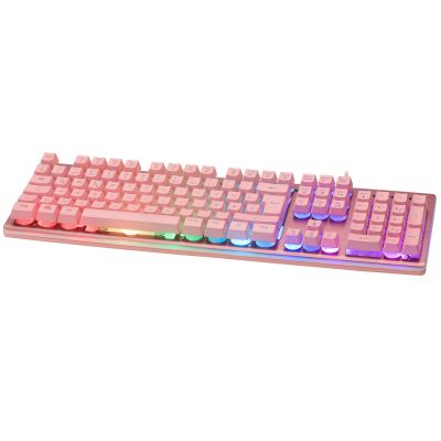 Deltaco Gaming GAM-021-RGB-P-DE klawiatura USB QWERTZ Niemiecki Różowy