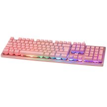 Deltaco Gaming GAM-021-RGB-P-DE klawiatura USB QWERTZ Niemiecki Różowy