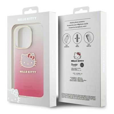 8. Etui Hello Kitty IML Gradient Electrop Kitty Head na iPhone 15 Pro - różowe