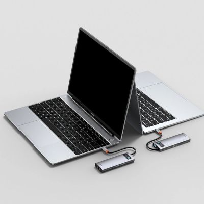 11. Hub Baseus Metal Gleam 8w1 USB-C - USB-C PD 100W 1x HDMI 4K 30Hz 1x czytnik kart SD i microSD 3x USB-A 3.2 1xRJ45 - szary