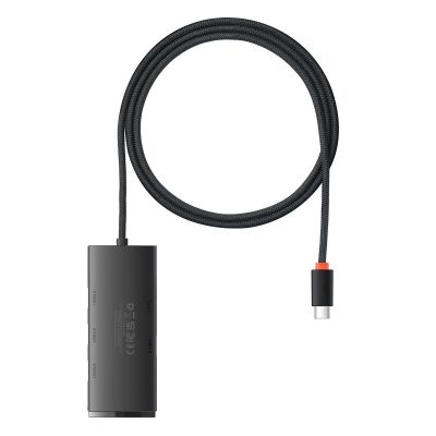 2. Baseus Lite Series przejściówka HUB USB Typ C - 4x USB 3.0 1m czarny (WKQX030401)
