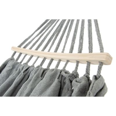 7. HAMAK OGRODOWY 2 OSOBOWY LUXE XXL 250x150CM Z DRĄŻKIEM I POKROWCEM SZARY 1031170