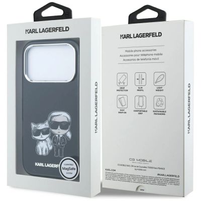 8. Etui Karl Lagerfeld IML Karl&Choupette Bodies Sketch Print MagSafe na iPhone 17 Pro / 18 Pro - czarne