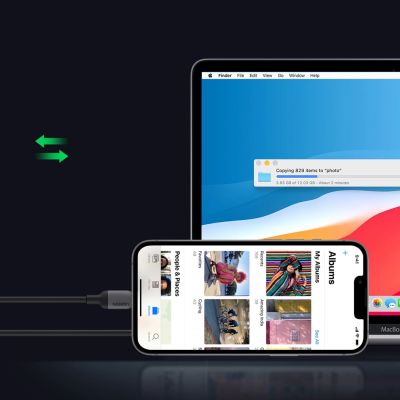 7. Kabel Ugreen US387 Lightning - USB-C MFI PD 20W 480Mb/s 1m - czarny