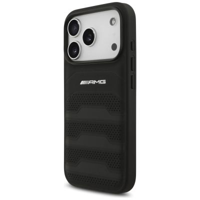 2. Etui AMG Leather Debossed Lines Logo do iPhone 17 Pro - czarne