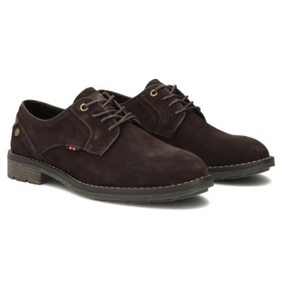 4. Skórzane półbuty męskie casual zamsz ciemny brąz Filippo MP8317