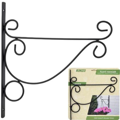 WIESZAK NA ROŚLINY METALOWY ZAWIJASY ORNAMENT CZARNY 26X28CM KINZO