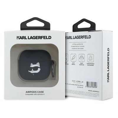 3. Etui Karl Lagerfeld Silicone Choupette Head 3D na AirPods 4 - czarne