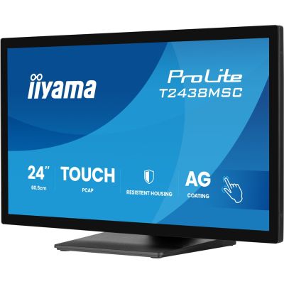 4. iiyama ProLite T2438MSC-B2 monitor komputerowy 60,5 cm (23.8") 1920 x 1080 px Full HD LED Ekran dotykowy Czarny