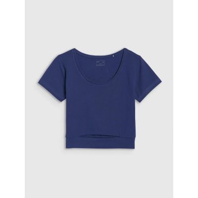 5. T-shirt crop top gładki damski 4F 4FRSS25TTSHF2695-31S