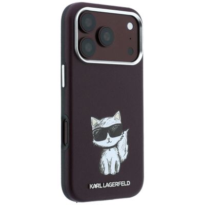 5. Etui Karl Lagerfeld Smooth Choupette Sketch MagSafe na iPhone 17 Pro / 18 Pro - burgundowe