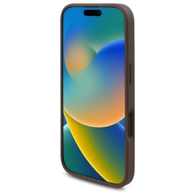 5. Etui Guess 4G Flowers Print MagSafe na iPhone 16 6.1" - brązowe