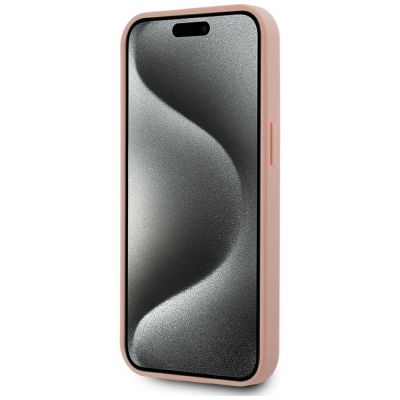 5. Etui Karl Lagerfeld Leather Monogram Metal Logo MagSafe na iPhone 15 - różowe