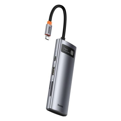 2. Baseus Metal Gleam Series multifunkcjonalny HUB USB 7w1 Typ C HDMI czytnik kart TF PD szary (WKWG020113)
