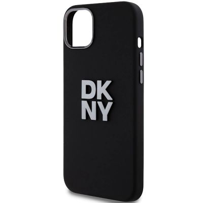 6. Etui DKNY Liquid Silicone Metal Logo na iPhone 15 Plus / 14 Plus - czarne