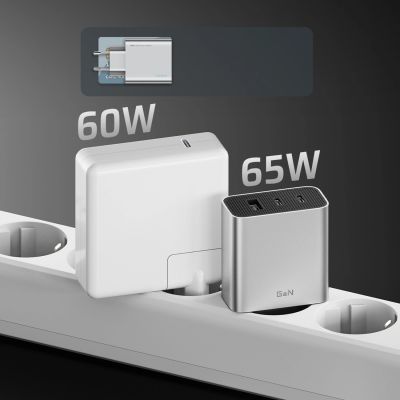 13. Ładowarka sieciowa Cuktech 65W GaN 2xUSB-C 1xUSB-A - szara