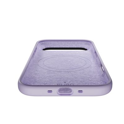 8. Etui silikonowe Puro Icon Mag Pro Liquid Silicone na iPhone 17 Air kompatybilne z MagSafe, z ochroną aparatu i aluminiowymi przyciskami - lawendowe