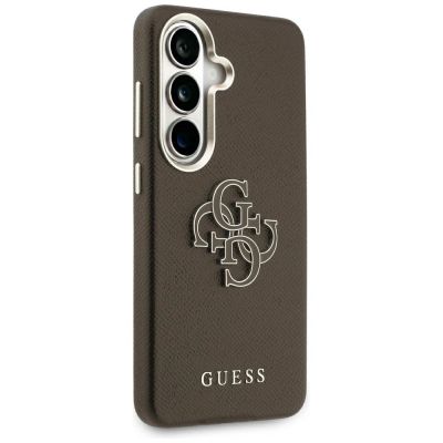 4. Etui Guess Grained Big 4G Metal Logo na Samsung Galaxy S26 - brązowe