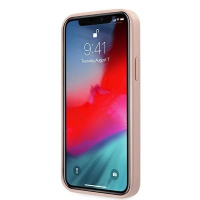 5. Etui Guess Saffiano Vintage Script na iPhone 12 Pro Max - różowe