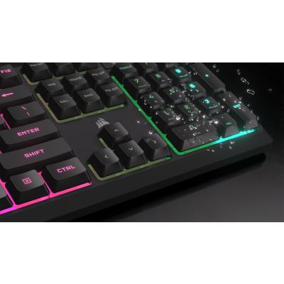 5. Klawiatura CORSAIR Tas K55 CORE BLACK RGB, Gumowa kopuła, Mechaniczna, USB