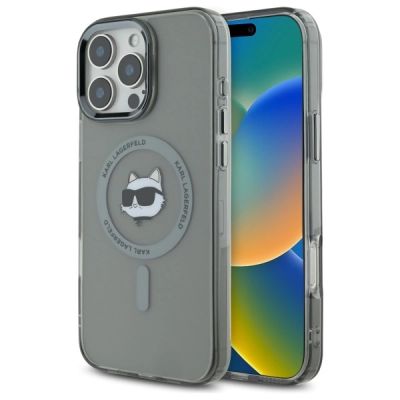 Etui Karl Lagerfeld IML Metal Choupette Head MagSafe na iPhone 16 Pro Max - czarne