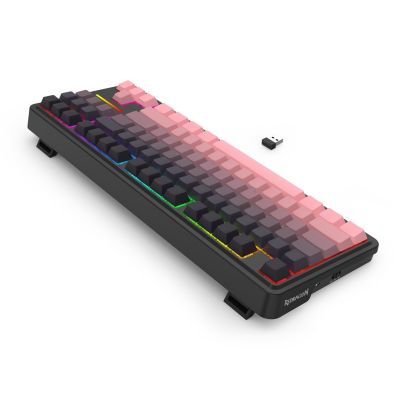 6. REDRAGON K728SP-RGB-PRO Antonium Pro klawiatura USB + RF Wireless + Bluetooth Czarny, Różowy