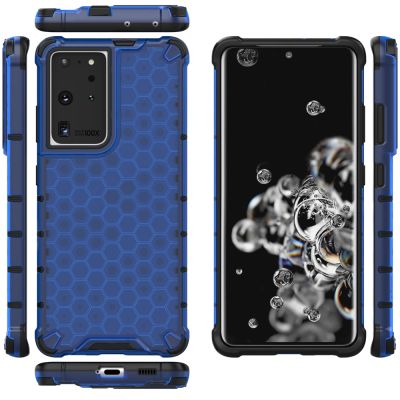 12. Honeycomb etui pancerny pokrowiec z żelową ramką Samsung Galaxy S22 Ultra niebieski