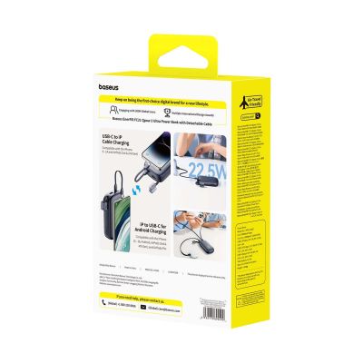 4. Powerbank Baseus EnerFill FC21 Qpow 3 Ultra 20000mAh 22.5W z wyświetlaczem z dołączonym kablem - czarny