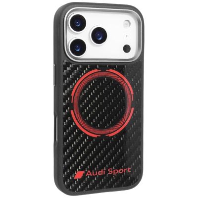 2. Etui Audi RSQ Carbon Fiber Sport Red Circle MagSafe do iPhone 17 Pro - czarne