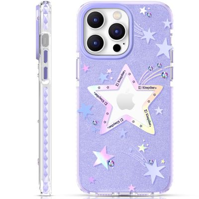7. Kingxbar Heart Star Series etui iPhone 14 Plus etui w gwiazdki purple star